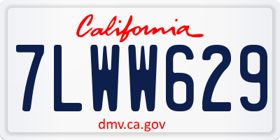 CA license plate 7LWW629