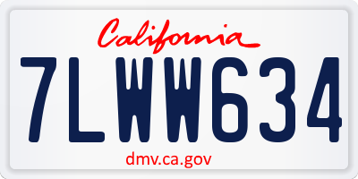 CA license plate 7LWW634
