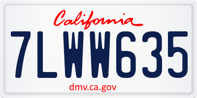 CA license plate 7LWW635