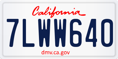 CA license plate 7LWW640