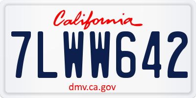 CA license plate 7LWW642