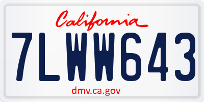 CA license plate 7LWW643