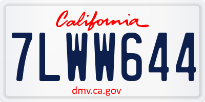 CA license plate 7LWW644