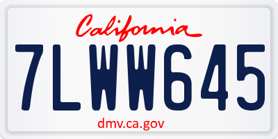 CA license plate 7LWW645