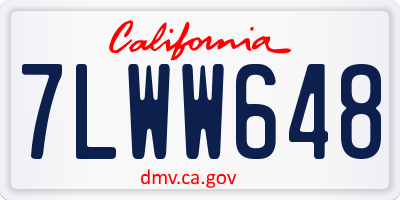 CA license plate 7LWW648
