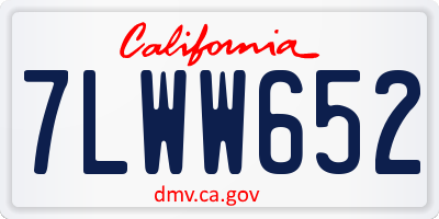 CA license plate 7LWW652