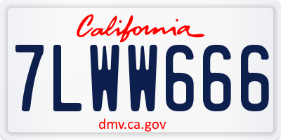 CA license plate 7LWW666