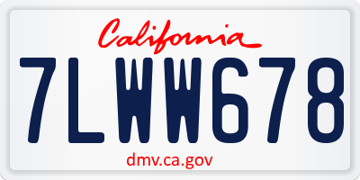 CA license plate 7LWW678