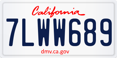 CA license plate 7LWW689