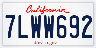 CA license plate 7LWW692
