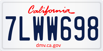 CA license plate 7LWW698