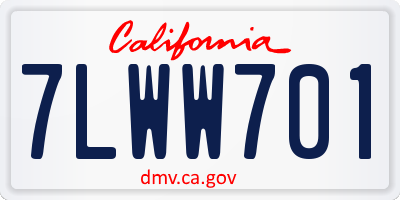 CA license plate 7LWW701