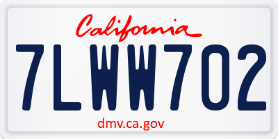 CA license plate 7LWW702