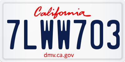 CA license plate 7LWW703