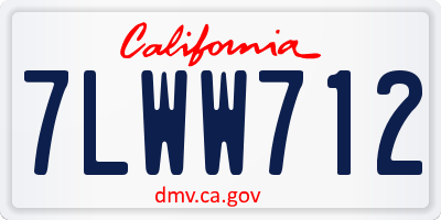 CA license plate 7LWW712