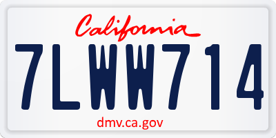 CA license plate 7LWW714