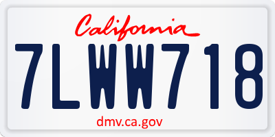 CA license plate 7LWW718