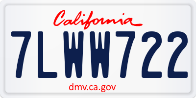 CA license plate 7LWW722