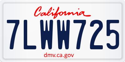 CA license plate 7LWW725