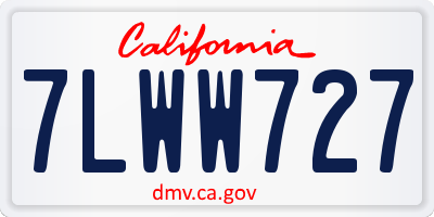 CA license plate 7LWW727