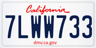 CA license plate 7LWW733