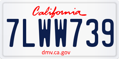 CA license plate 7LWW739