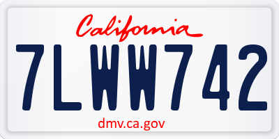 CA license plate 7LWW742