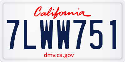 CA license plate 7LWW751