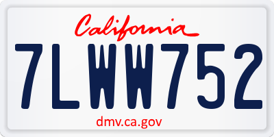 CA license plate 7LWW752