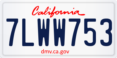 CA license plate 7LWW753