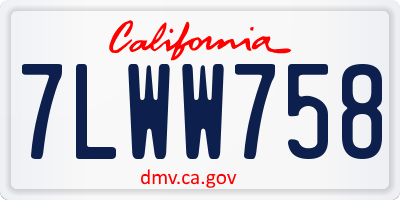 CA license plate 7LWW758