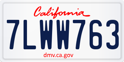 CA license plate 7LWW763