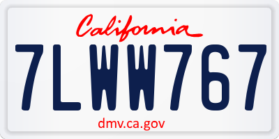 CA license plate 7LWW767