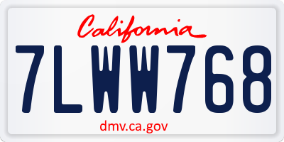CA license plate 7LWW768