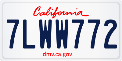 CA license plate 7LWW772
