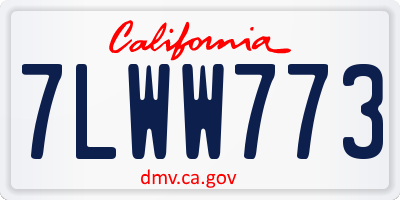 CA license plate 7LWW773