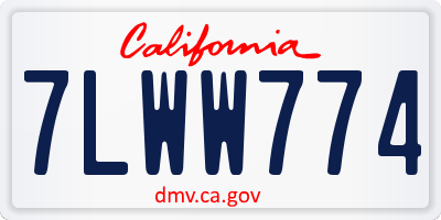 CA license plate 7LWW774