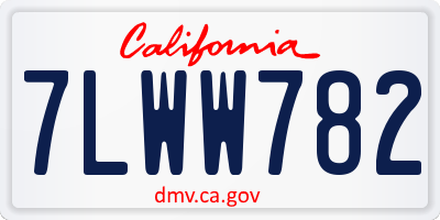 CA license plate 7LWW782