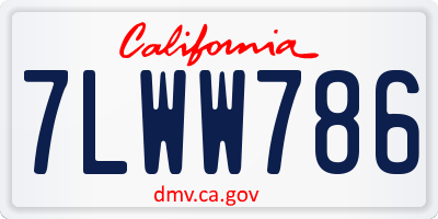 CA license plate 7LWW786
