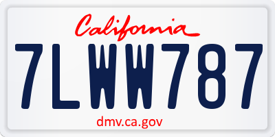 CA license plate 7LWW787