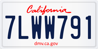 CA license plate 7LWW791