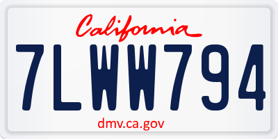 CA license plate 7LWW794