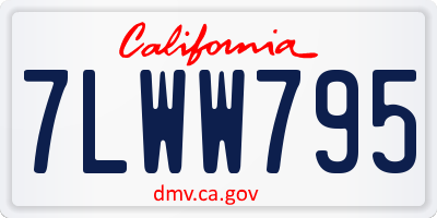 CA license plate 7LWW795