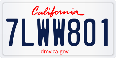 CA license plate 7LWW801