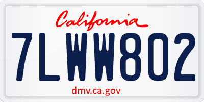 CA license plate 7LWW802