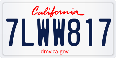 CA license plate 7LWW817