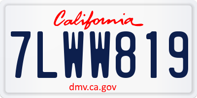 CA license plate 7LWW819