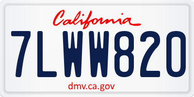 CA license plate 7LWW820