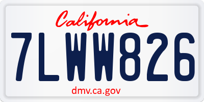 CA license plate 7LWW826