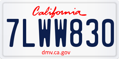 CA license plate 7LWW830